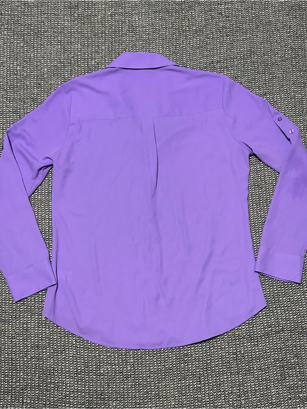 Express Purple Button-Front Roll-Tab Sleeve Blouse - Picture 3 of 3